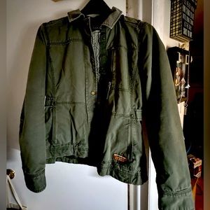 LL BEAN Olive Utility Jacket L